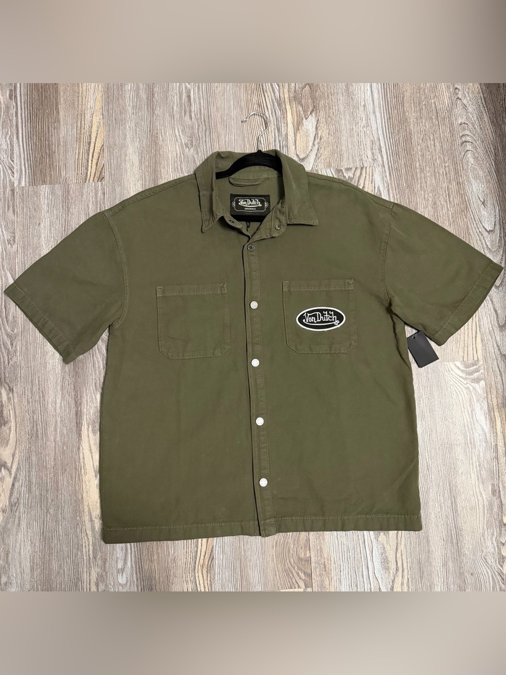 Von Dutch Olive Utility Men’s Short-Sleeve Button-Down Shirt
